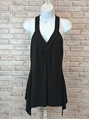 Gemstone Beaded Back Halter Top Black Size Small